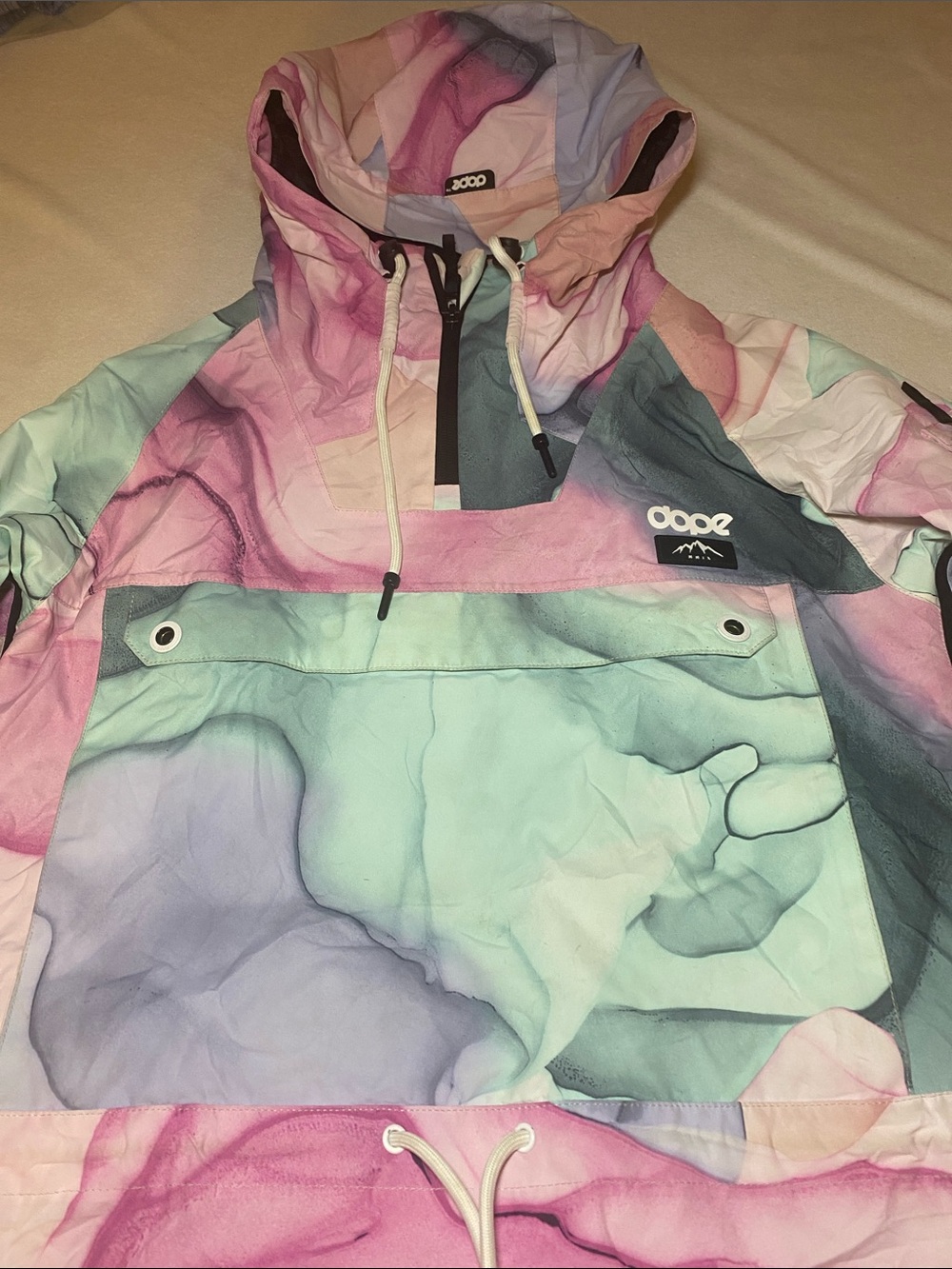 DOPE Black Hooded Puffer Jacket with Pink Accent